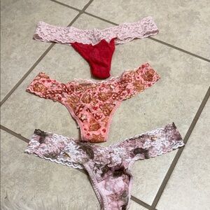Set of 4  Lace Thongs in Pink, Red, and Brown